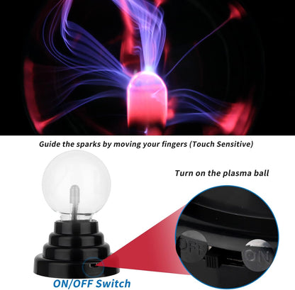 Gresus 3 Inch Battery or USB Powered Magic Plasma Ball Lamp - Touch Sensitive Interactive Plasma Lamp Nebula Sphere Globe, Science Educational Gift for Decorations/Parties/Bedroom