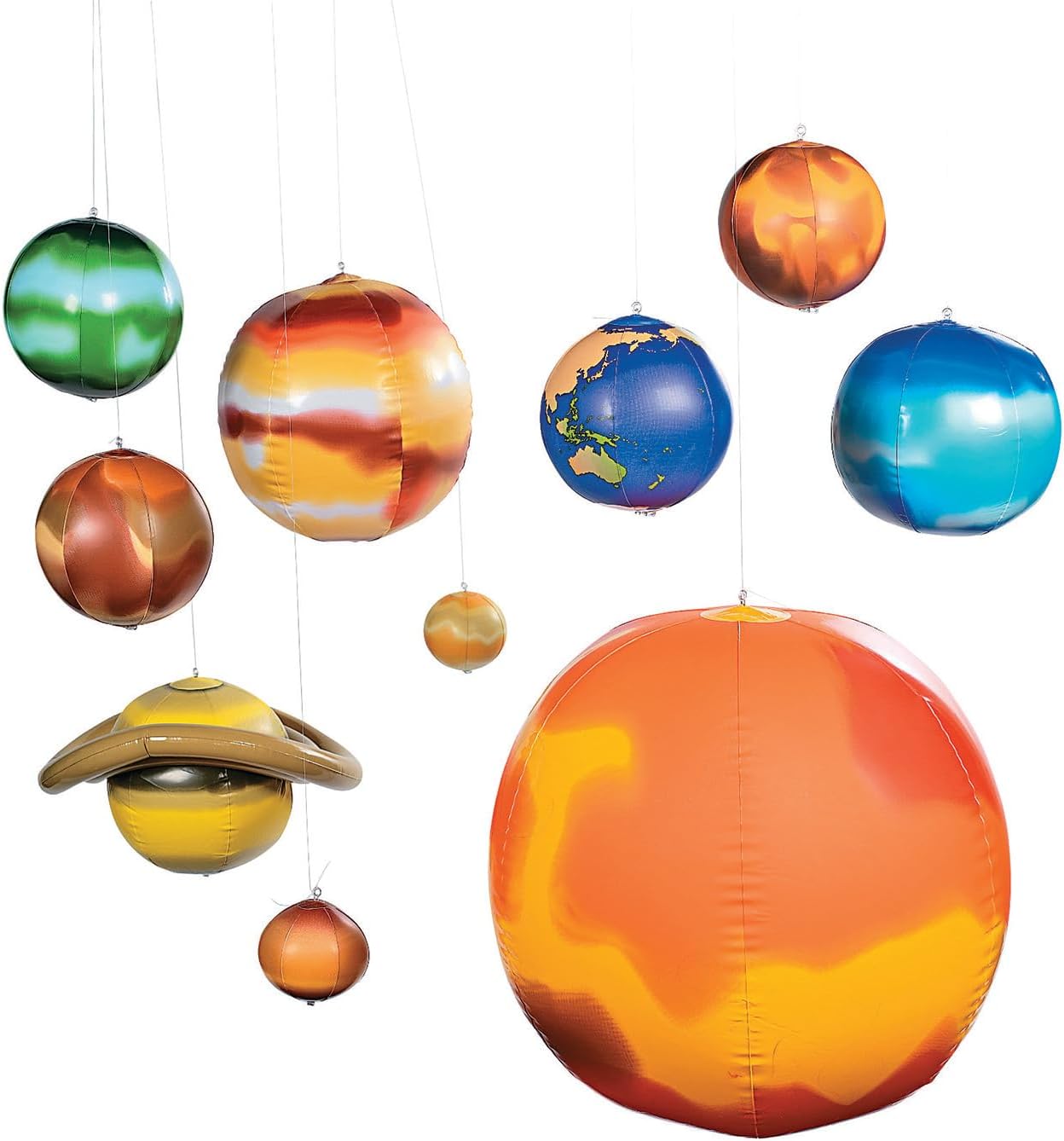 Fun Express Inflatable Solar System Model Kit - 10 Piece Educational Space Toys Set with Planets & Sun for Kids | Perfect for Science Classroom Decor, Space Themed Party Decorations & Bedroom Display