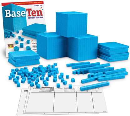 Learning Resources Base Ten Blocks Smart Pack - 121 Pieces, Ages 6+, Grades 1+, Math First Grade Games, School Supplies