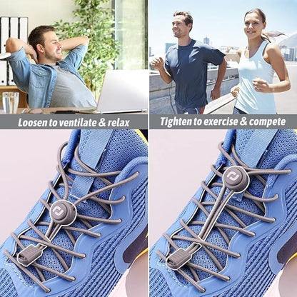 RJ-Sport Tieless Elastic Shoe Laces - Heavy Duty No Tie Shoelaces for Kids and Adult with Strong Lock and Speed Shoestrings