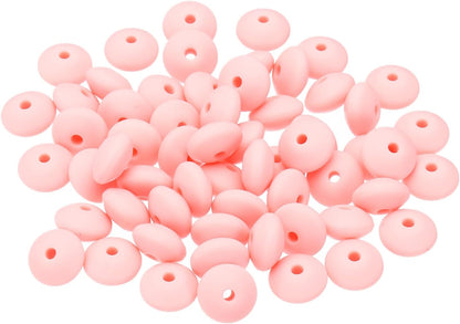 PATIKIL 14mm Silicone Beads, 60PCS Silicone Beads Bulk Abacus Spacer Beads Lentil Focal Cute for Pens Keychain Bracelets Necklace, Black