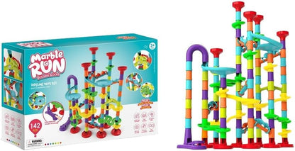 Toys for Boys 4-6 - Marble Runs 3D Maze Game DIY Educational Toys for Kids 5-7 Birthday Gift,Track Pipe Building Blocks Mini Glass Marbles for Kids,Toys for 3+ Year Old Boys Christmas (142PIECES)