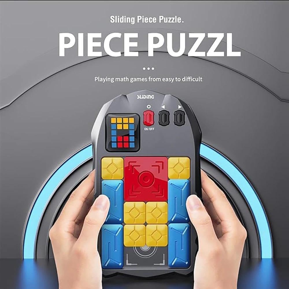 Super Slide Puzzle Game, Rechargeable Electronic Brain Teaser with 500+ Levels, Addictive Sliding Puzzle Challenge for Kids & Adults (Black)