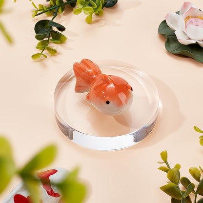 AHANDMAKER 1Pc Acrylic Disc Display Block Clear Round Display Stand 3.9"/10cm Diameter Round Base Plished Ring Display Holder Bases for Table Showing Collectibles