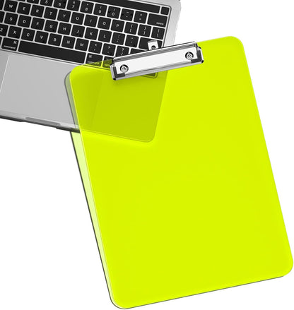 Rimilak Plastic Clipboards with Low Profile Metal Clip, Translucent Board, 12.5 x 9 In Letter Size, Office Supply, Back to School, Pink