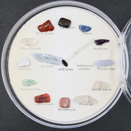 SOLUSTRE Agate Gem Mineral Stone Wall Clock Crystal Desk Shelf Clock Gemstone Rock Collection Kit for Kids Geology Science Learning Home Decor