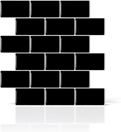 VViViD 11 Sheets Peel and Stick Grey Gloss Faux Ceramic Brick Wall Tiles, Self Adhesive Backsplash 12”x12”, 2mm Thick Kitchen, Bathroom (11 sq. ft.)