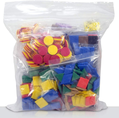 EAI Education School to Home Deluxe Manipulative Kit with Dice, Counters, Geometric Solids, Pattern Blocks, Color Tiles and Linking Cubes - Grade K (184 Pieces)