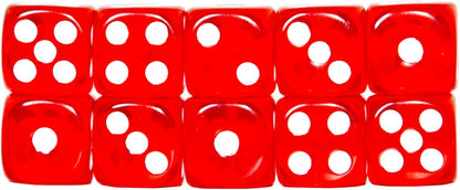 SmartDealsPro 10-Pack D6 Six Sided 16mm Transparent Dice Die for DND, MTG, RPG, Tenzi, Yahtze, Bunco, Table Borad Games, Math Teaching