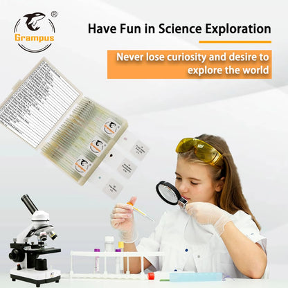 30 Prepared Microscope Slides with Specimens for Kids Students - Plants, for Biological Science Lab, Children's Science Education, Homeschooling Use