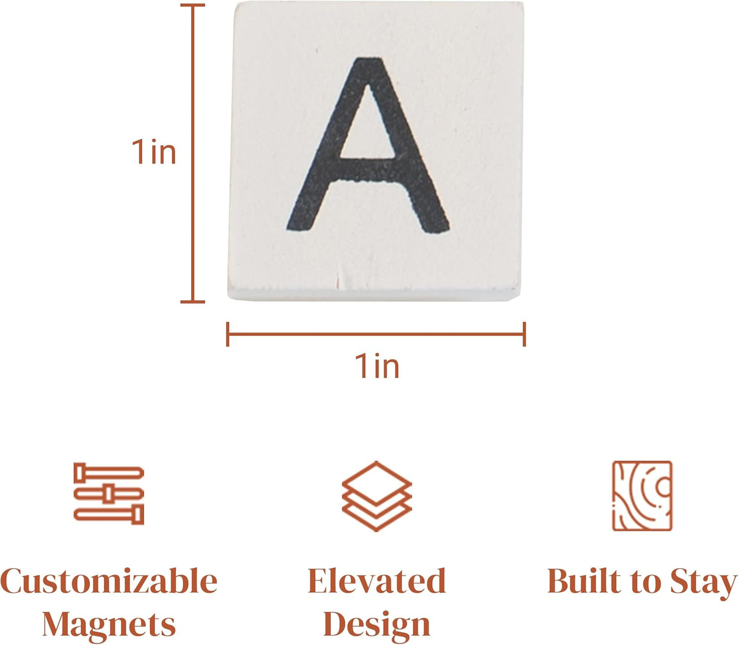 Stiles 100 Piece Wooden Magnetic Letter Tiles - Grey