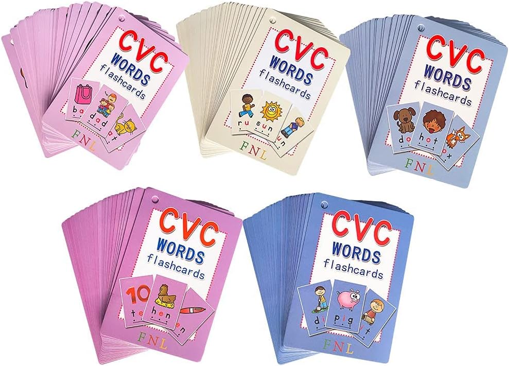 Lilias CVC Flashcards, CVC Word Builders, Toddler Learning Toys, Learning Supplies for Kindergarten Preschool, 126 Cards, 4.3 X 3 inch