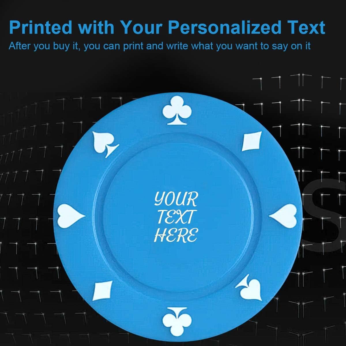 100 Plastic Poker Chips with no denominations, DIY Print with Your Personalized Text, Poker Card Game Chips Bulk, Counting Discs Markers for Math Counting, Game Play, Party