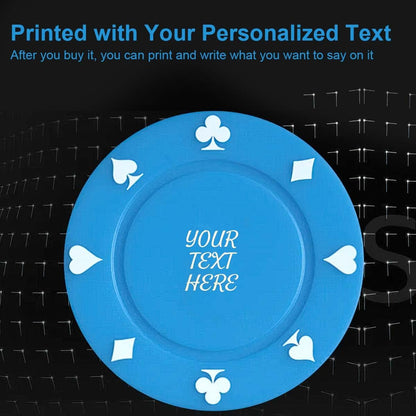 100 Plastic Poker Chips with no denominations, DIY Print with Your Personalized Text, Poker Card Game Chips Bulk, Counting Discs Markers for Math Counting, Game Play, Party