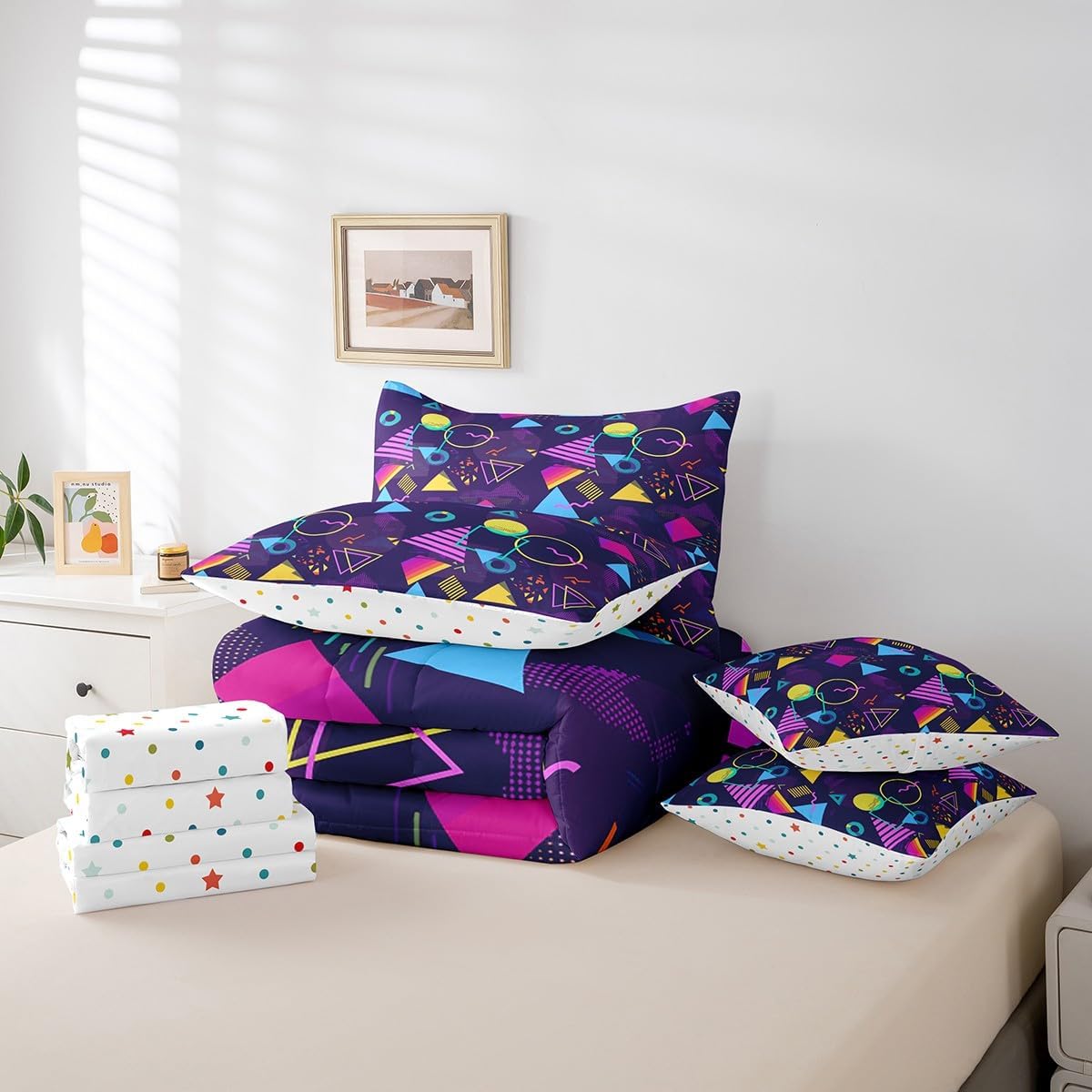 Erosebridal Chemical Equation Bed in a Bag Queen Comforter Set 7 Piece,Chemistry Bedding Sets Science Students Learning Gift Sheet Set with Comforter,Molecular Formula Education Bed Set - Colors B