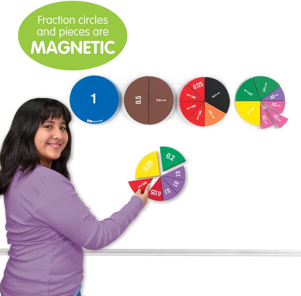 EAI Education Jumbo Magnetic Double-Sided Fraction/Decimal Circles - Set of 51