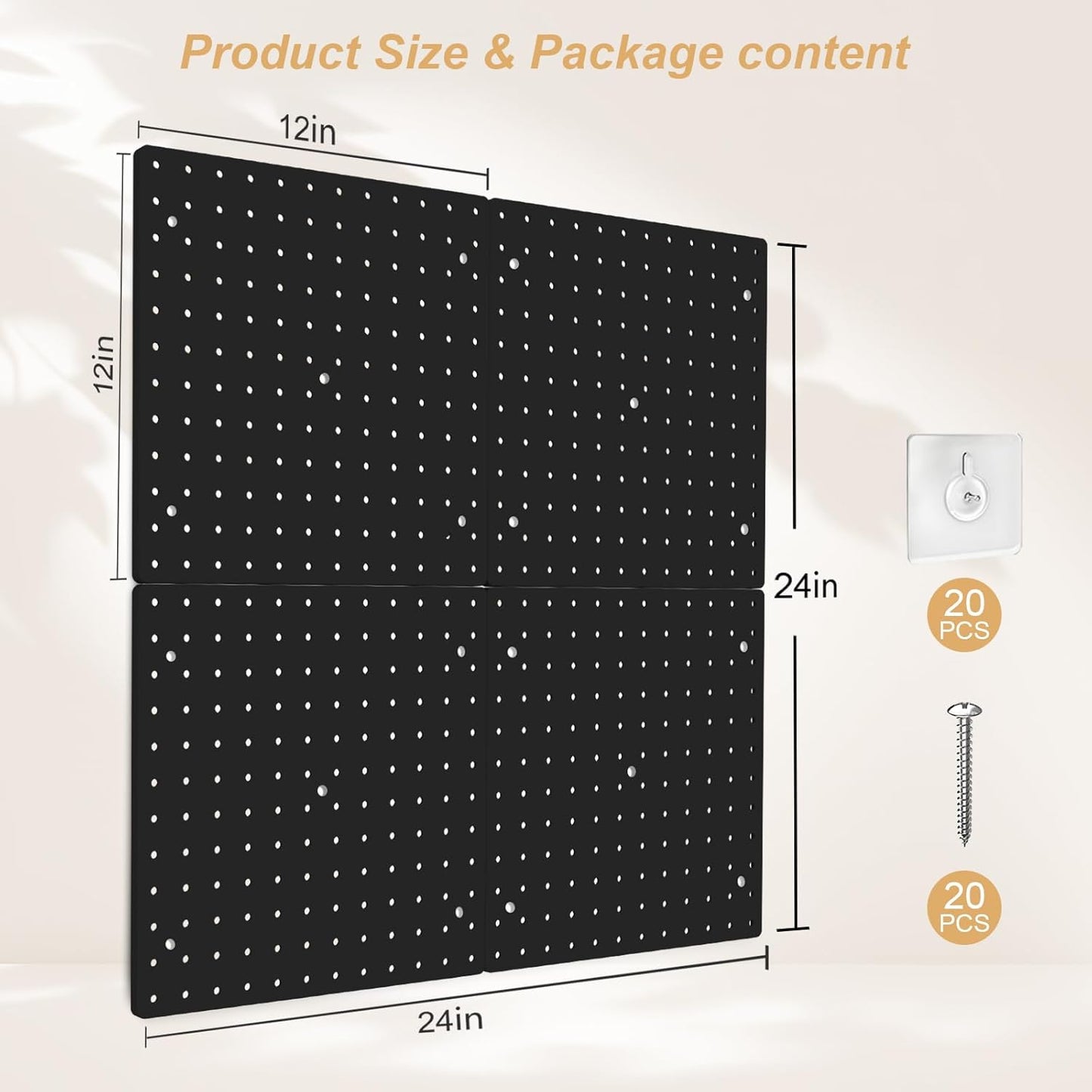 FZK Peg Board with Hooks, Plastic Pegboard Kit with 4 White Pegboards and Accessories, Peg Board Wall Organizer for Office and Craft Room