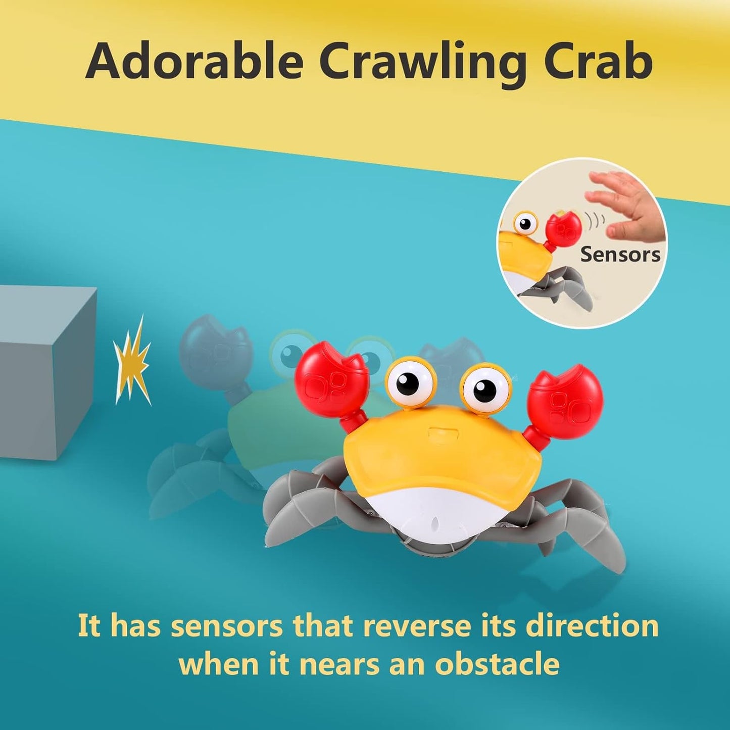 Crawling Crab Gear Set Toy - Tummy Time Musical Crab Toys Stacking & Building Blocks Educational STEM Game for Toddlers & Kids 3-5, 1 2 3 Yr Old Birthday Gift Christmas Stuff for 0-36 Month Boys Girls