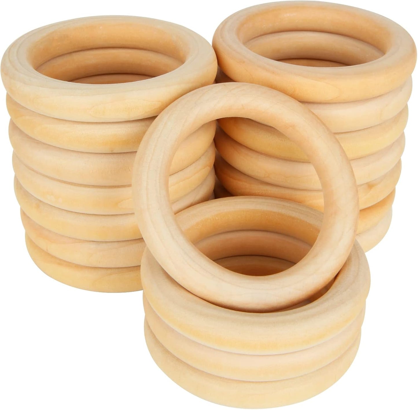 APACALI 20PCS Wood Rings for Crafts 4 Inch Large Natural Unfinished Wooden Ring 96mm Smooth Solid Smooth Wood Macrame Rings for DIY Crochet Wood Hoops Connectors Jewelry Making