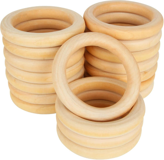 APACALI 20PCS Wood Rings for Crafts 4 Inch Large Natural Unfinished Wooden Ring 96mm Smooth Solid Smooth Wood Macrame Rings for DIY Crochet Wood Hoops Connectors Jewelry Making