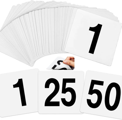100 Pcs Table Numbers 1-100, Plastic Double Sided Table Number Cards, 4x3.7 Inch Number Signs for Wedding, Restaurant, Reception, Party, Anniversary, Event
