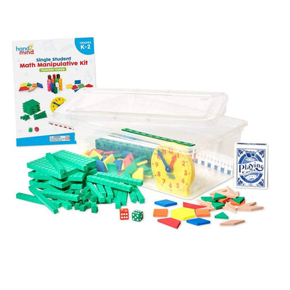 hand2mind - 93539 Take Home Math Manipulatives Kit for Kids, with Snap Cubes, Base Ten Blocks, Cuisenaire Rods, Angle Circles, and Color Tiles, Kindergarten Homeschool Supplies (293 Pieces)