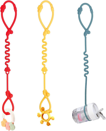 Silicone Toy Straps for Baby, Toy Safety Straps for Stroller High Chair - BPA Free (Red Yellow Orange)