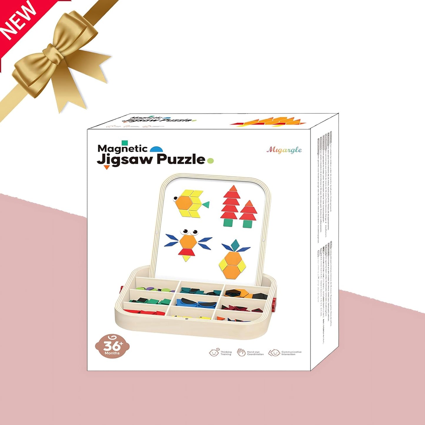 248 Pcs Wooden Magnetic Pattern Block Set with Cards, Pen & Storage Bag, Montessori STEM Tangram Puzzle Toys for Toddlers 4 5 6 7 8, Educational Brain Teaser Gift for Boys Girls