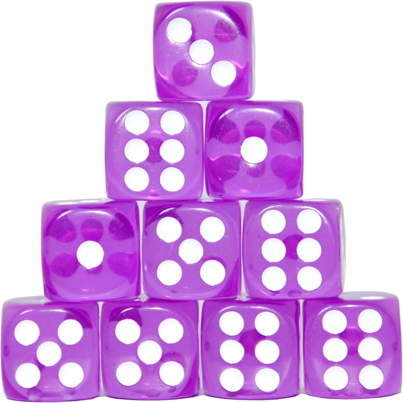 SmartDealsPro 10-Pack D6 Six Sided 16mm Transparent Dice Die for DND, MTG, RPG, Tenzi, Yahtze, Bunco, Table Borad Games, Math Teaching