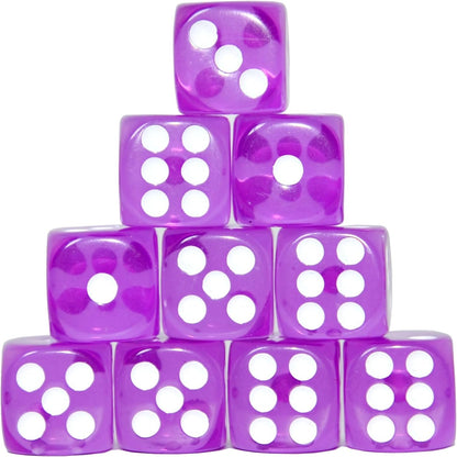 SmartDealsPro 10-Pack D6 Six Sided 16mm Transparent Dice Die for DND, MTG, RPG, Tenzi, Yahtze, Bunco, Table Borad Games, Math Teaching