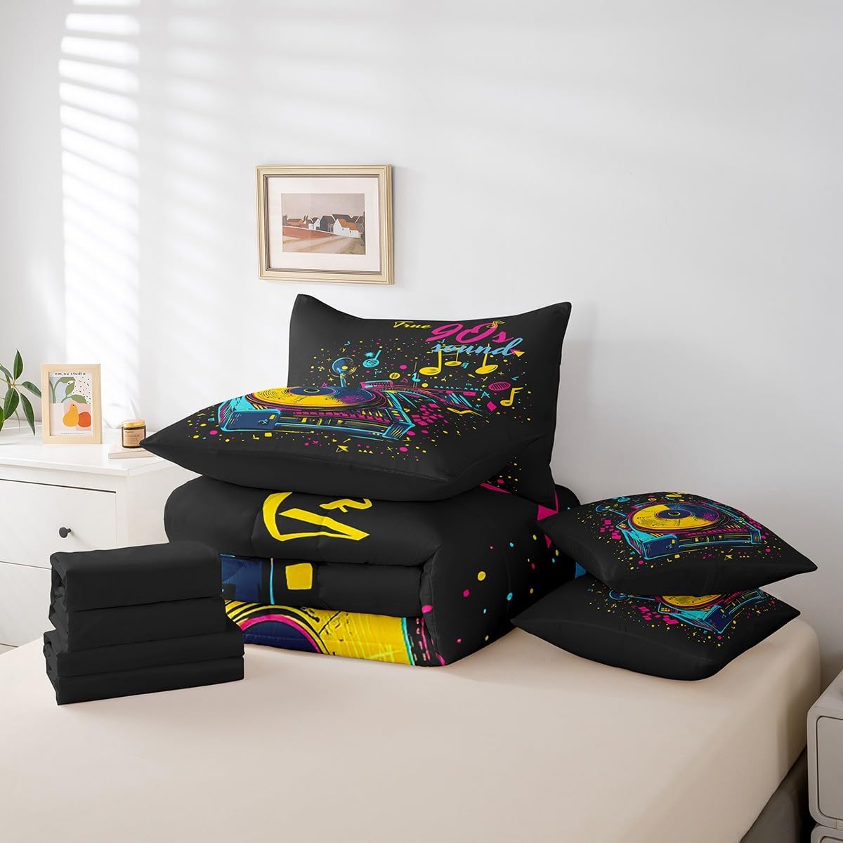 Erosebridal Chemical Equation Bed in a Bag Queen Comforter Set 7 Piece,Chemistry Bedding Sets Science Students Learning Gift Sheet Set with Comforter,Molecular Formula Education Bed Set - Colors B