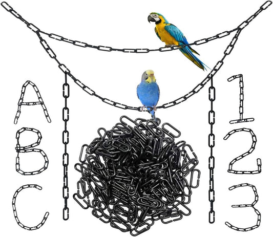 200-Piece Rainbow Plastic Chain Links & Toys - Interlocking C-Clip Bird Cage Accessories for Parakeets, Sugar Gliders, Small Pets (Climbing/Swinging Toys)