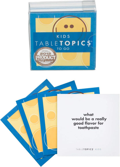 TableTopics to GO Kids - 40 Conversation Cards for Kids, Family Game Night, Family Dinner, Road Trip - Great Gift for Kids to Start a Fun Memorable Conversation.
