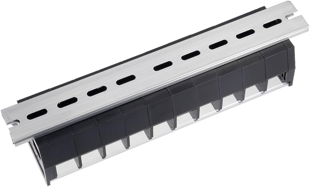 uxcell Barrier Terminal Strip Block 660V 60A Dual Rows 10 Position DIN Rail Base Covered Screw