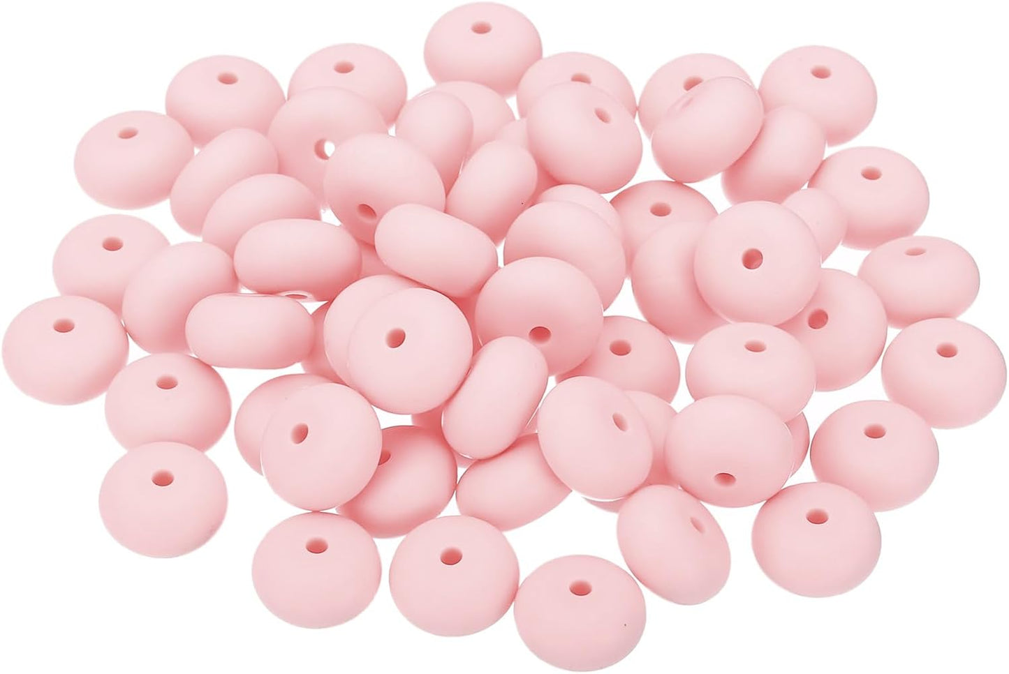 PATIKIL 14mm Silicone Beads, 60PCS Silicone Beads Bulk Abacus Spacer Beads Lentil Focal Cute for Pens Keychain Bracelets Necklace, Black