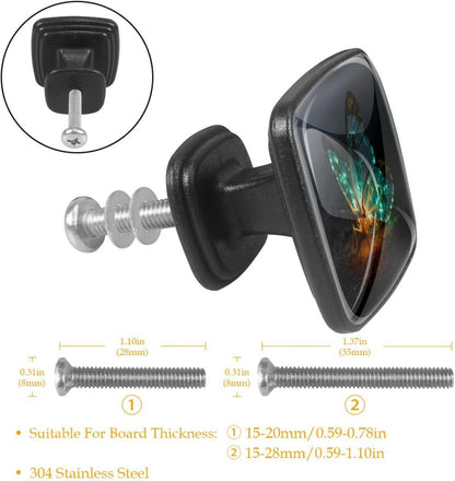 4 Pack Cabinet Knobs Drawer Pulls, 30mm Round ABS Glass Drawer Hardware Growing Butterfly Cabinet Handles with Screws for Dressers Kitchens Cupboard