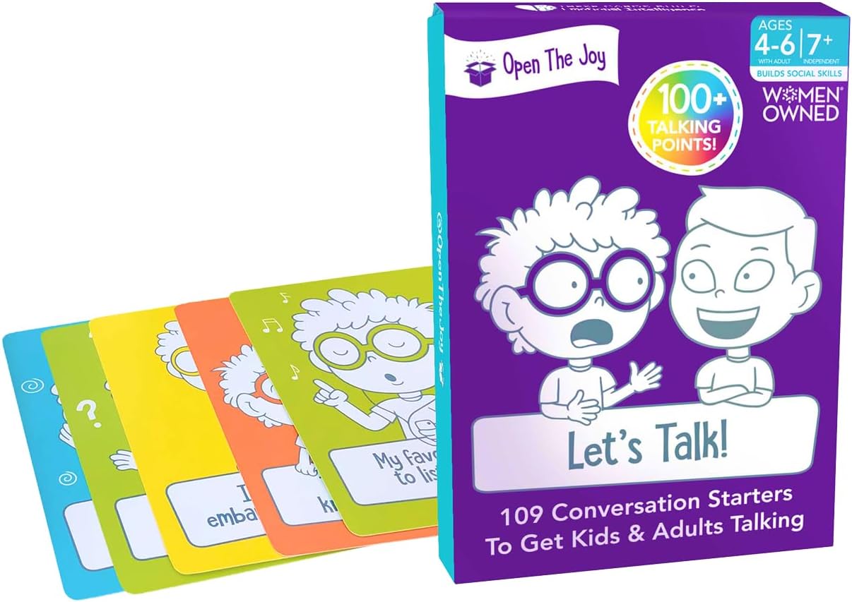 Let's Talk Conversation Starter Cards for Kids | 100+ Prompts & Questions to Build Emotional Intelligence, Communication, and Social Skills | Fun Family & Classroom Game | Ages 4+