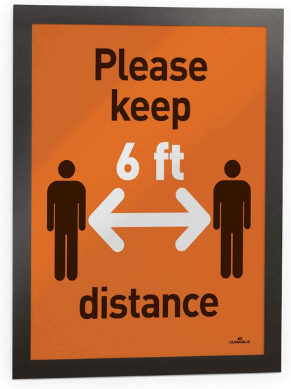 Durable Duraframe Sign Holder, Letter-Size 8.5" x 11" Inch, Black Magnetic Frame - Wall Mount, Pack of 2