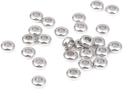 BEADIA Stainless Steel Spacer Beads 3x2.5mm Round Loose Charm Caps Beads for DIY Jewelry Making 100pcs with 1mm Hole