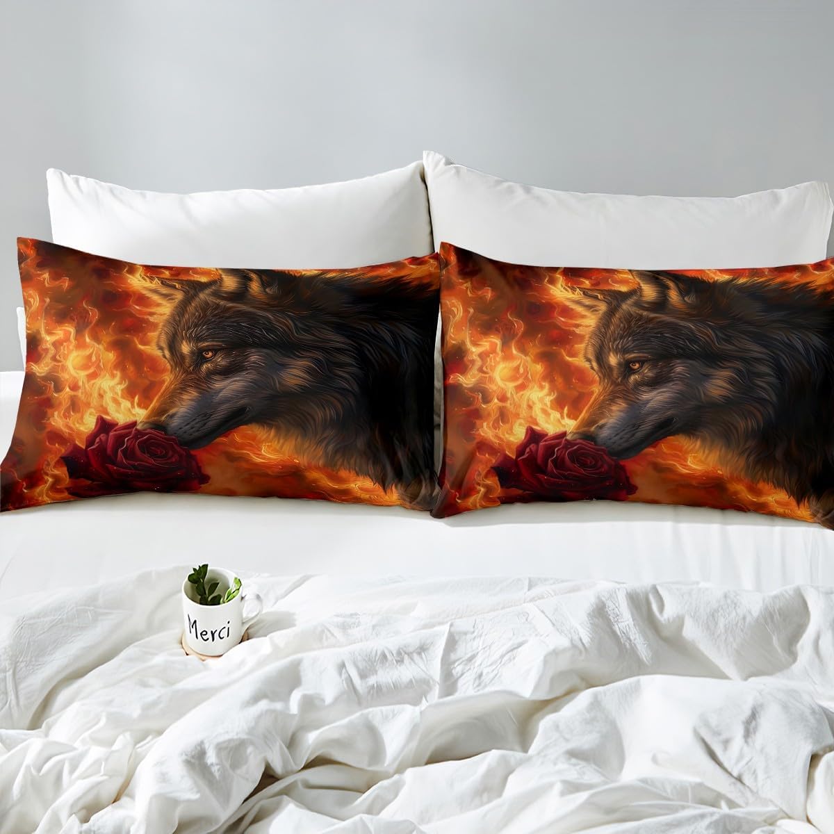 Manfei Musical Kids Fitted Sheet Full Size, MusicalGuitar Radio Drum Kit Headset Print Bedding Set 3pcs for Boys Girls, Rock Music Bed Cover with 2 Pillowcases, Soft Polyester Bedding, No Top Sheet