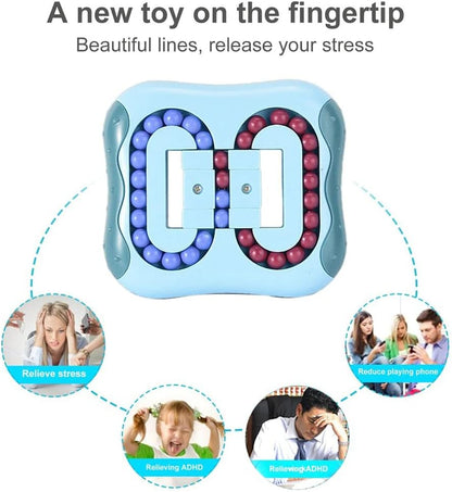 Magic Bean Cube Rotating Puzzle Fidget Toys Anti Stress Ball IQ Games Educational Sensory Easter Gift for Boys Girls Kids Children Adults (Indigo)