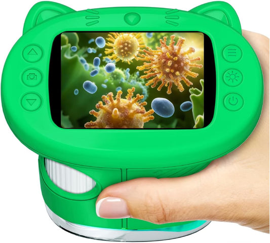 Kids Microscope: 1000X Handheld Pocket Microscope for Photo and Video Portable Science Kits STEM Toys – Christmas/Birthday Gifts for Girls & Boys Ages 3-12(Orange)