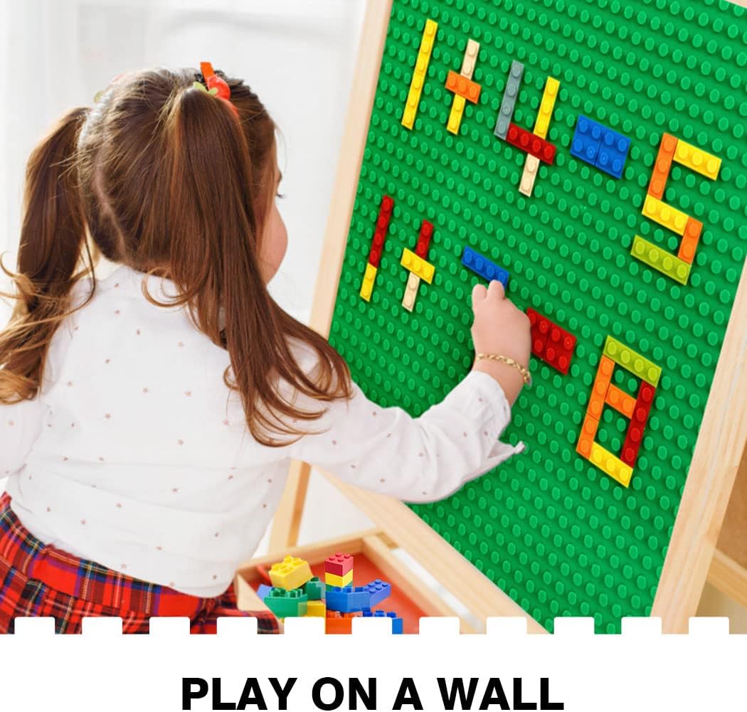 8 Pack Peel-and-Stick Building Baseplates, 10”x10” Classic Building Boards - 100% Compatible with All Major Brands of Toy Building Sets, Sturdy Stacking Play Table Top, Black