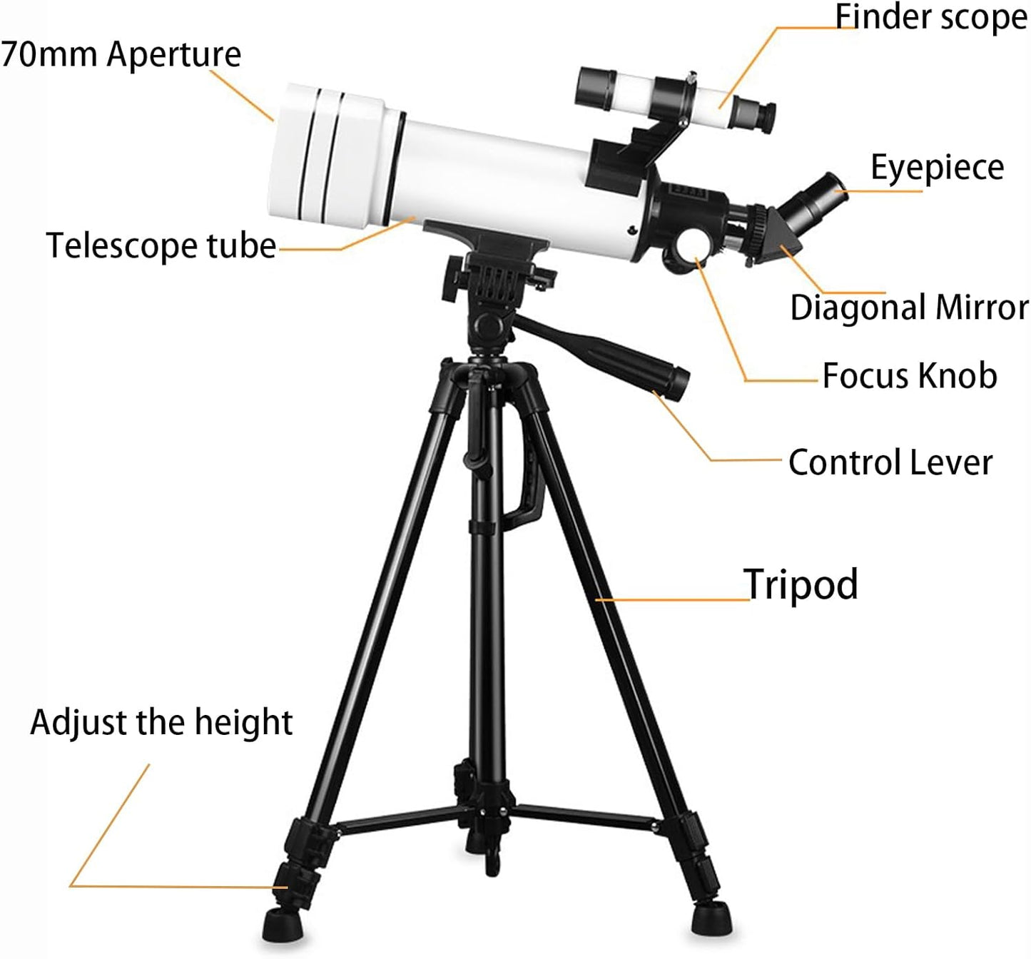 Telescope for Adults & Kids，70mm Aperture 400mm Astronomical Refractor Telescopes for Kids Beginners，with Adjustable Height Tripod，Moon Mirror, Bard Membrane，Phone Adapter, Carrying Bag