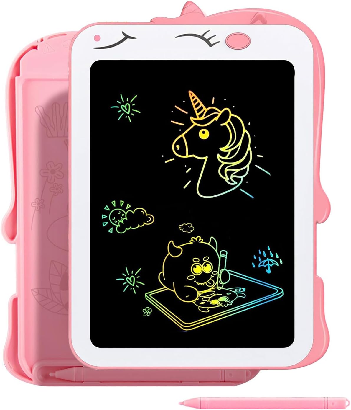 Kids LCD Writing Tablet, 10.5 Inch Colorful Electronic Board Drawing Pad, Electronic Erasable Doodle Tablet for Boys Girls Gifts for Toddler Educational Travel Birthday(Pink)
