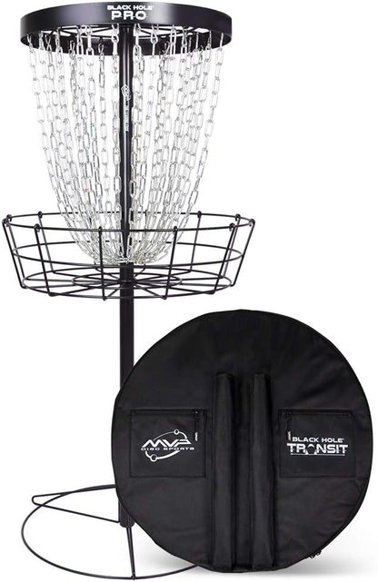 MVP Disc Sports Black Hole Pro 24-Chain Portable Disc Golf Basket with Transit Bag