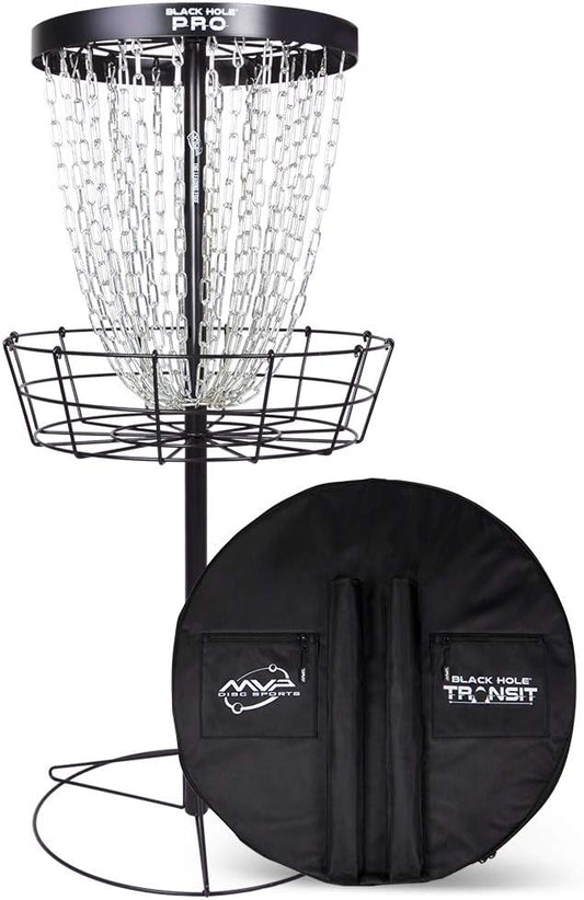 MVP Disc Sports Black Hole Pro 24-Chain Portable Disc Golf Basket with Transit Bag