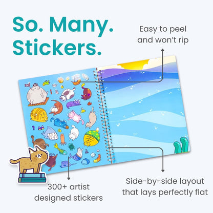 Animals Habitat 500+ Kids Sticker Book by Cupkin Toddler Airplane Travel Activity Coloring and Sticker Book, Road Trip Essentials, 12 Coloring Pages + 12 Scenes for Ages 2–8 Years - Colors A