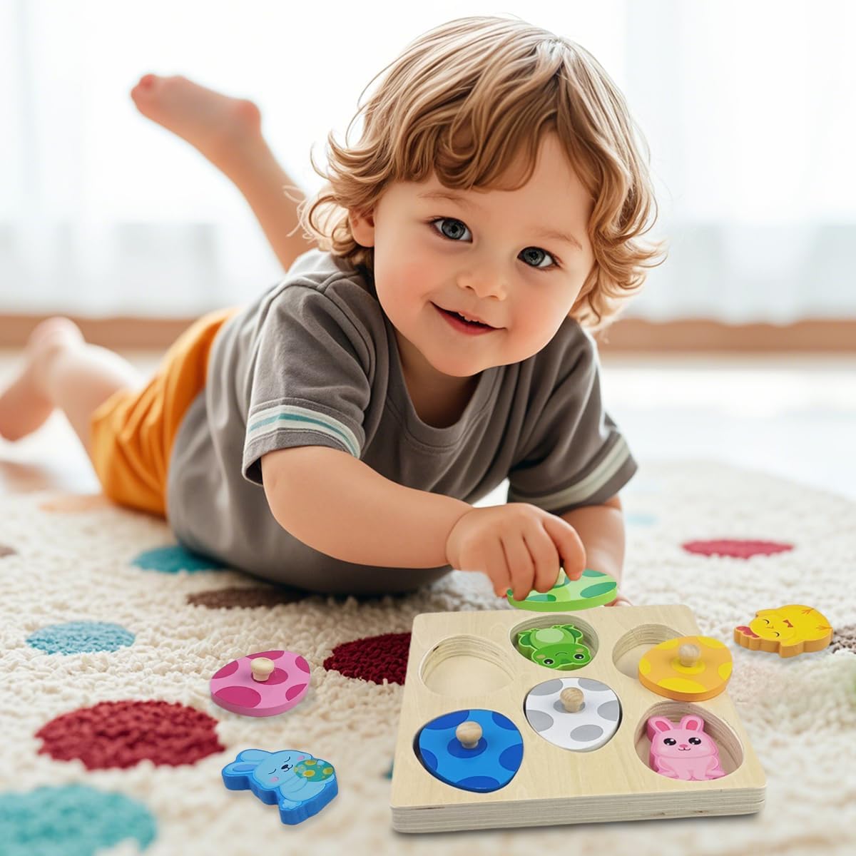 Easter Wooden Pegged Puzzles Montessori Toys for Toddlers Kids Boys Girls Easter Basket Stuffers Toys Gifts