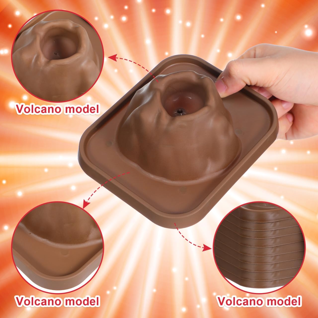 25Pcs Volcanic Model School Figure Model Experiment for Volcano Science Kit Volcano Eruption Toy DIY Demonstration Props DIY Experiment Educational Toy Stem Activity for Ages 4 to 6 Group